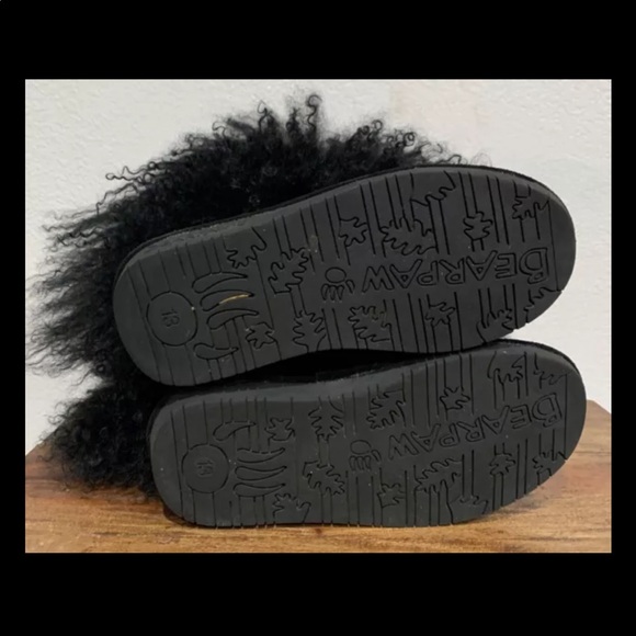 Bearpaw Boo Shaggy Black Bootie Girl Boots 13 - Picture 12 of 12